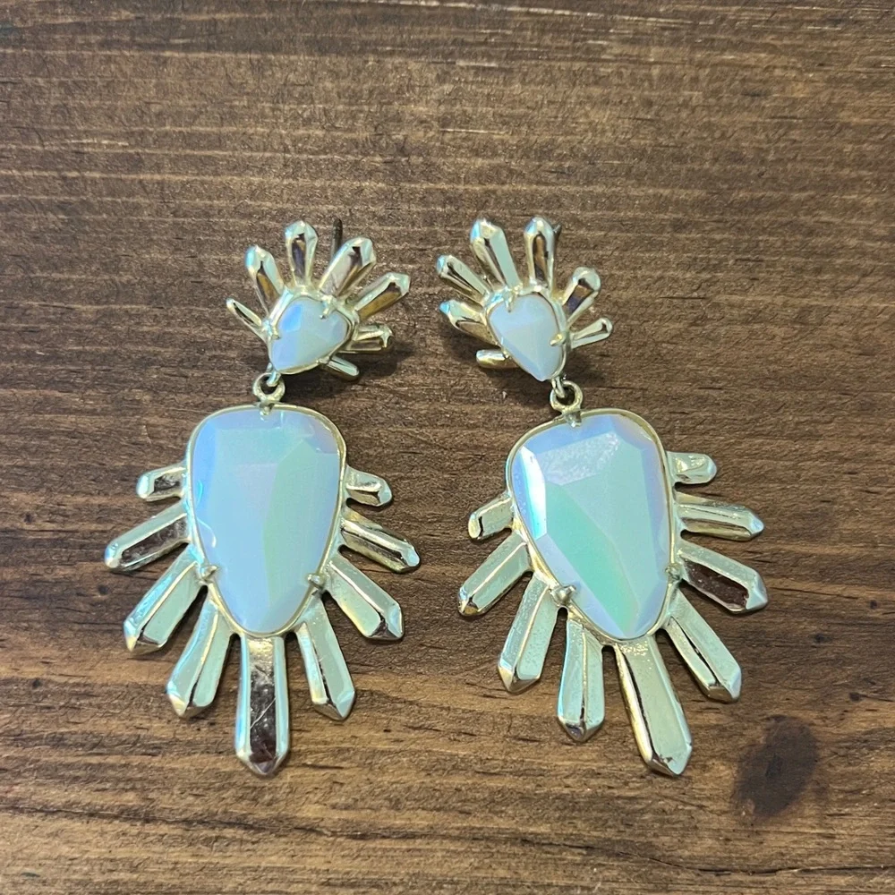 Kendra Scott Vintage Gold and Iridescent “Avant Garden” Earrings - Picture 6 of 10